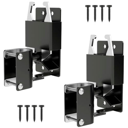 2 Way Farm Gate Latch, Heavy Duty Lockable Two Way Fence Gate Latch, Black Anti-Sag Gravity Latch for Fences, Metal Gates, Horse Corrals, Ranches, Round to Square Tube Conversion, 2 Pack
