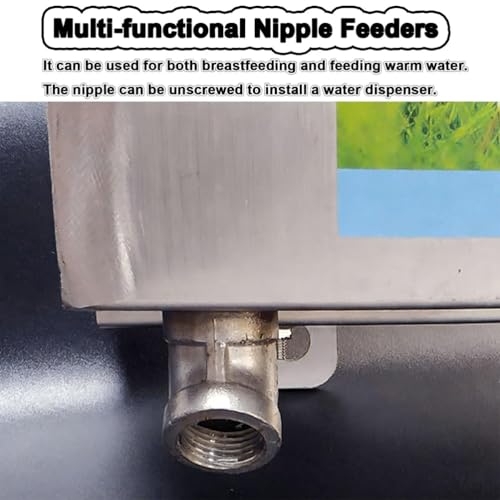 Lamb Piglet Milk Feeder Automatic, Stainless Steel 6 Nipple Livestock Feeding Station with Constant Temperature and Sound Simulation to Attract Feeding, Farm Milk Feeder for Lambs and Piglets