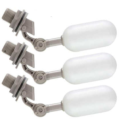 Blulu 3 Pack Float Valve, 1/2 Inch Automatic Pool Fill Float Ball Valve with Adjustable Arm for Ponds, Livestock Water Trough, Aquariums, Water Tank Level Control, Aquaculture(Gray) - color: Gray
