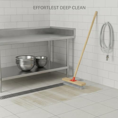Floor Scrub Brush with Long Handle and Stiff Nylon Bristles for Tile Grout and Bathroom Cleaning (1 PC) - size: 10.63 x 2.36 x 1.57 in