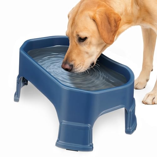 Neater Pet Brands Extra Large Water Bowl for Dogs, Elevated Outdoor Dog Water Bowl (1.25 Gallon XL Capacity), Big Trough Style Food Dish for Indoors or Outside, No Spill Large Dog Bowls, Dark Blue - color: Dark Blue, size: 1.25 Gallons