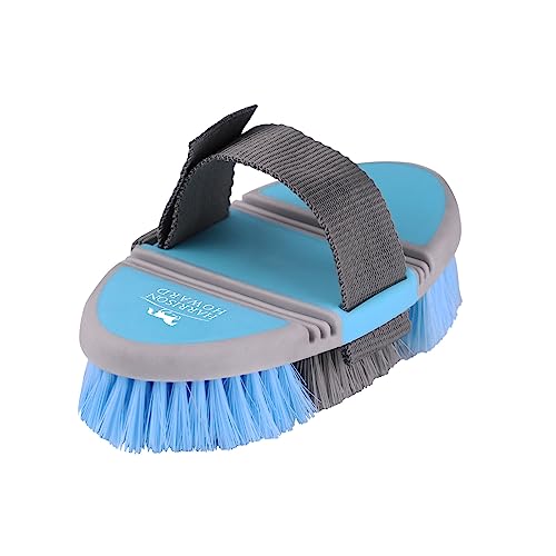 Harrison Howard Flexible Finish Horse Grooming Brush - Bendable, Comfortable Hold, Light Blue - color: Light Blue