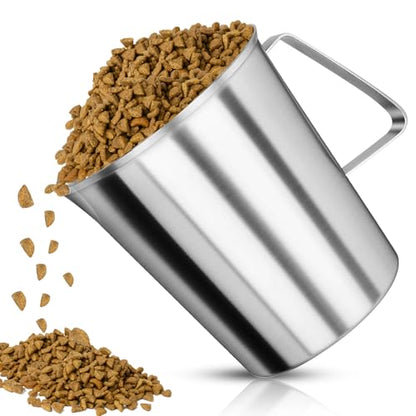 6 Cup Dog Food Scoop 304 Stainless Steel Dog Food Measuring Cups for Cat or Bird Pet Foods, Injection Molded and Dishwasher Safe (6 Cup) - size: 6 Cup