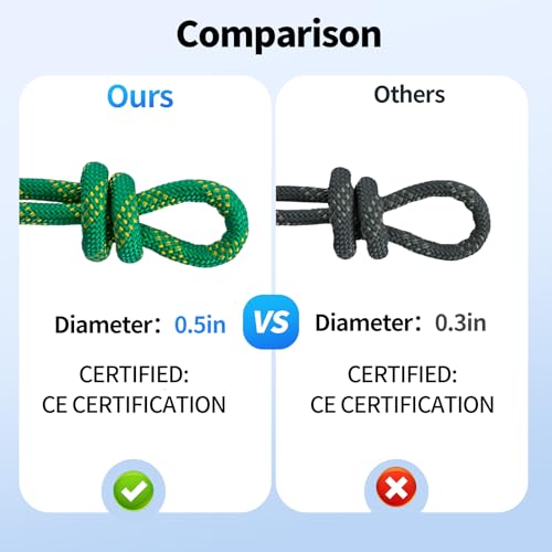150Ft 1/2 Inch Heavy Duty Climbing Rope - for Tree Swing, Pulling, Outdoor & Gym Use (Green) - size: 150ft-Green
