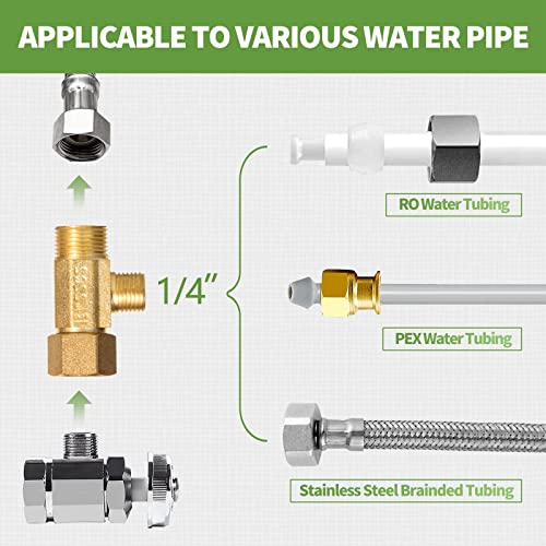 Litorange Lead-Free 1 PCS Brass Angle Stop Add-A-Tee Valve 3/8" Female by 3/8 Inch by 1/4-Inch Male T Extender Water Compression Easy Connect Tee (Pack of 1) - size: 1/4" Add-A-Tee Brass