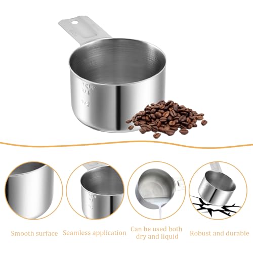 1 Cup 240 ml | 240 cc | 8 oz Stainless Steel Measuring Cup Rice Measuring Cup Metal Measuring Cup Kitchen Gadgets for Cooking Single Cup for Wet and Dry Ingredients for use as 1 Cup Dog Food Scoop