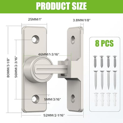 Barn Door Lock Hardware, Heavy Duty 90 Degree Flip Latch Privacy Lock, Zinc Alloy Sliding Barn Door Latch for Bathroom, Bedroom, Closet, Garage, Shed and Gate (Nickel-2PCS) - color: Nickel-2PCS