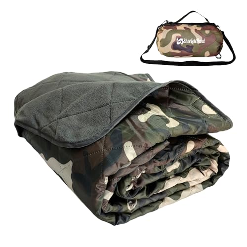 4-in-1 Large Outdoor Blanket - Waterproof & Windproof Thickened Warm Fleece Camping Blanket for Stadium, Hiking, Sporting Events - 81"x57", Packable (Camouflage) - color: Camouflage, size: Thickened