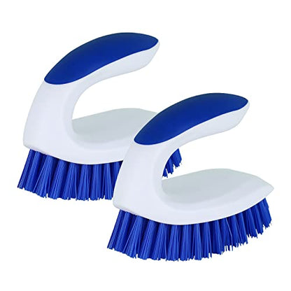 2 Pack Scrub Brushes, Cleaning Brush with Stiff Bristles, Handheld Scrubber for Bathroom, Shower, Tile, Carpet, Bathtub & Floor - size: Standard