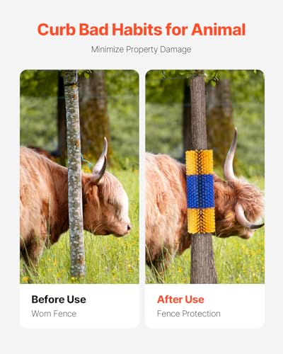 VEVOR Livestock Scratching Brush, 6 Pcs Horse Brush with 12 Screws, 17.1 x 7.5 in Cow Scratcher, for Back Itch Relief & Keep Cleaning, Grooming & Scratching Post for Horse, Pig, Cattle Supplies