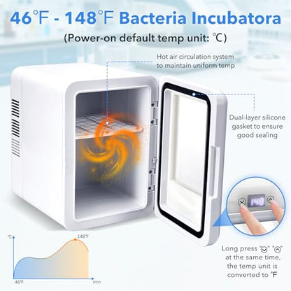 4L Lab Incubator with Clear Door, 46-148℉ Thermostatic Cabinet for Lab General Purpose, Petri Dishes, Egg Incubation, 110V