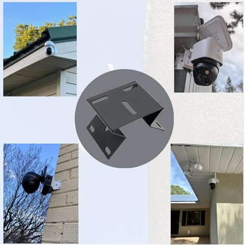 Heavy-Duty Right Angle Security Camera Corner Mount - Black Metal Wall Bracket for Outdoor Surveillance | Fits Exterior Walls, Eaves, Stairwells | Complete Hardware Kit for S340 & PTZ Cameras