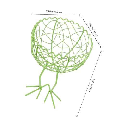 DECHOUS Wire Egg Basket with Handle, Handmade Iron Storage Basket in Light Green, Reusable Kitchen Countertop Fruit and Vegetable Holder for Egg Collection and Food Organization