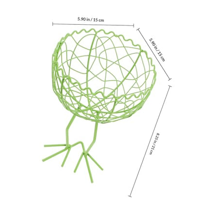 DECHOUS Wire Egg Basket with Handle, Handmade Iron Storage Basket in Light Green, Reusable Kitchen Countertop Fruit and Vegetable Holder for Egg Collection and Food Organization