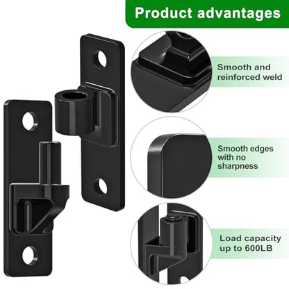 Insaga Heavy Duty Gate Hinges,2Pack High Strength Steel with E-Coating Finish, 6mm Thick Rustproof Hinges for Farm Gates, Chain Link Fences, Barns, Sheds & Driveways (4.9"x1.5") - color: Black-2Pack