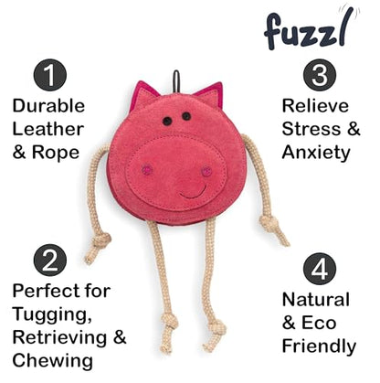 Fuzzl Eco Leather Pickles Pig Natural and Tough Dog Toys - Long Lasting Chew Toys for Aggressive Chewers - Strong Dog Toy for Dogs and Puppy - style: Leather Pig