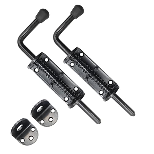 Black 2 Packs 8.5 Inch Heavy Duty Spring Loaded Latch Pin, Sliding Barrel Bolt Door Lock for Chests/Cabinets/Utility Trailer Gate, 2mm Thickened Interior and Outdoor Latch - size: 8.5