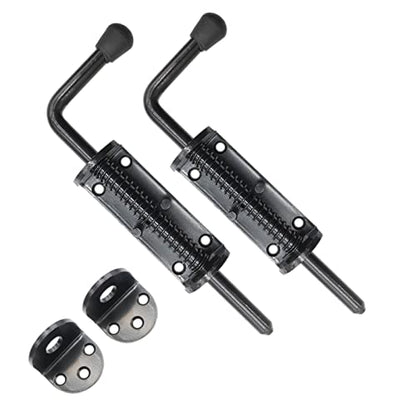Black 2 Packs 8.5 Inch Heavy Duty Spring Loaded Latch Pin, Sliding Barrel Bolt Door Lock for Chests/Cabinets/Utility Trailer Gate, 2mm Thickened Interior and Outdoor Latch - size: 8.5