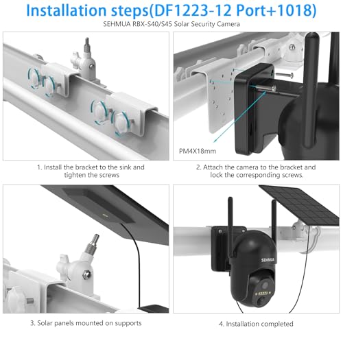 Gutter Mount for SEHMUA RBX-S40/S44/S45/SD22 Solar Outdoor Camera Bracket Compatible with SEHMUA Solar Security Cameras Wireless Outdoor Kit（White）