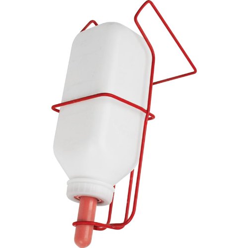 FarmTek Nursing Bottle Holder w/ 2-Quart Bottle – Powder-Coated | Heavy-Duty Steel Bracket, Secure Rail Mount, Durable 2-Quart Capacity, Easy Feed Access, Livestok Nursing