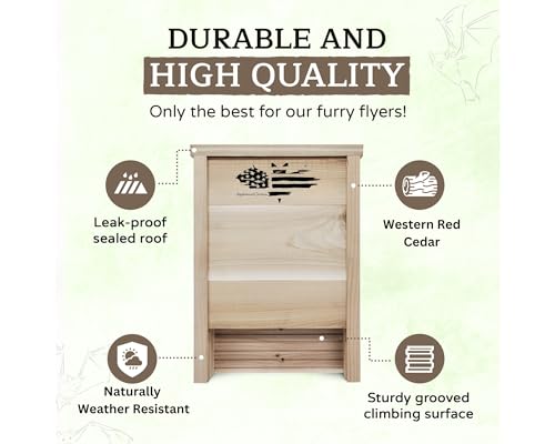 Made in USA, Premium-Grade Red Cedar Bat House, 2 Chamber Bat Box, Easy-to-Install Wooden Bat House Kit, Weather-Resistant Bat Houses for Outdoors, Includes Mounting Screws - Applewood Outdoor - style: 2 Chamber Cedar