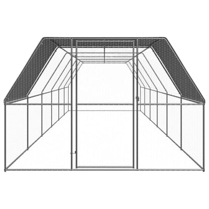 Galvanized Steel Outdoor Chicken Cage 9.8'x39.4'x6.6' with PE Roof and Lockable Door for Hens Ducks Rabbits and Small Animals - size: 9.8' x 39.4' x 6.6' (W x D x H)