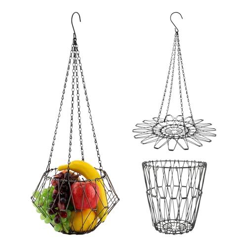 Hanging Chicken Feeder, 9.2 inches Large Poultry Vegetable Fruits Feeder Basket with 4Pcs Hanging Stainless Chain, Veggie Treat Ball for Chicken,Hens,Duck,Rabbit Coop(Size:1pc) - size: 1pc