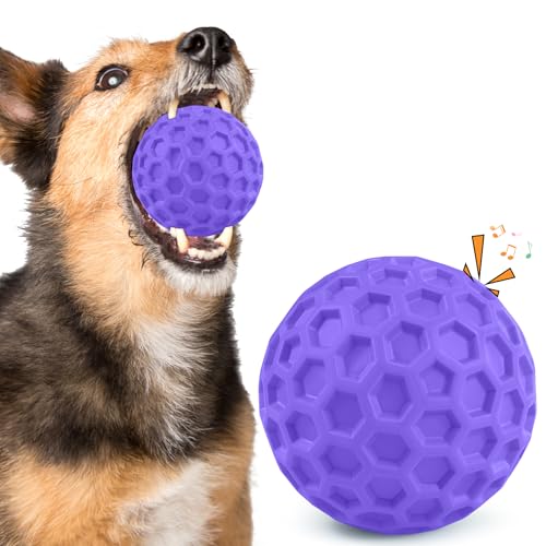 Squeaky Dog Toys for Aggressive Chewers, Indestructible Dog Balls for Aggressive Chewers, Purple Squeaky Balls for Dogs, Interactive Toys for Large Dogs to Relax - color: Purple
