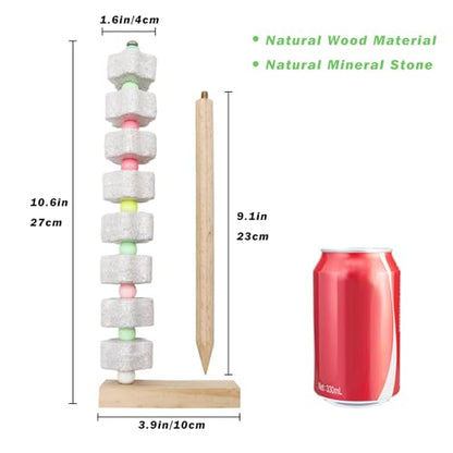 2 Pack Chicken Toys - Chicken Coop Accessories with Calcium Stone & Wood Stake - Enrichment Toys for Hens, Ducks, Geese, Turkeys, Poultry
