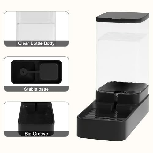 Automatic Cat Feeder and Water Dispenser in Set with Pet Food Bowl,Gravity Dog Waterer and Food Feeder for Small Medium Dog Cat Puppy Kitten Large Capacity(3.8L,Black) - size: 3.8L