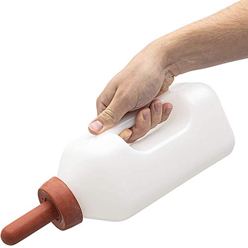 Calf Bottle with Handle and Push-on Nipple 2 Quart Feeder for Nursing Baby Cows
