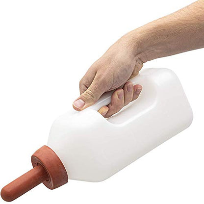 Calf Bottle with Handle and Push-on Nipple 2 Quart Feeder for Nursing Baby Cows