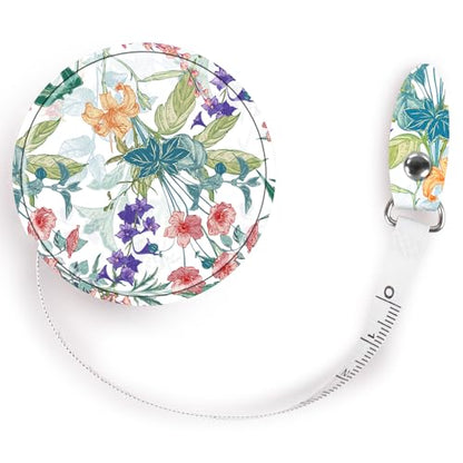 Retractable Mini Tape Measure, Auto-Retract, Premium Leather Tape Measure, Dual-Sided Ruler, Ideal for Fabric Cutting, Body Measurements, and Handicrafts (Trumpet Flowers) - color: Colorful Trumpet Flowers