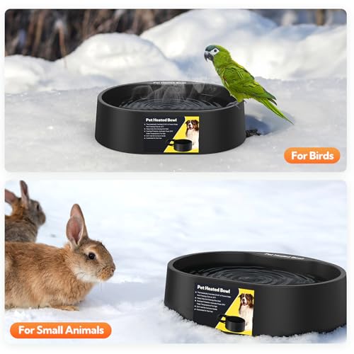 Heated Water Bowl for Dogs and Cats,Large Heated Dog Bowl with Chew Resistant Power, Waterproof Heated Pet Bowls for Outside in Winter,Provide Warmable Water for Dogs, Cats,Birds, (Black