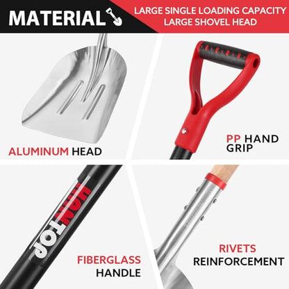 Snow Shovel Aluminum Scoop Shovels Driveway Snow Removal Tools 45 in | Light Weight Aluminum Shovel Head,Sturdy Fiberglass Handle,Comfortable D Grip,Heavy Duty Transfer Tool for Grain, Snow - style: Contemporary