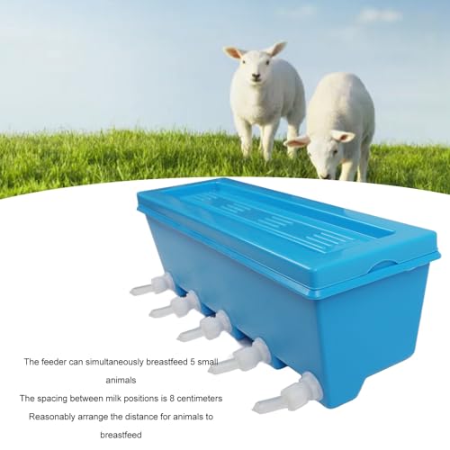 8L Animal Milk Feeder, 20.5 X 6.5 X 6.7in Farm Livestock Breeding Feeder with 5 Nipples, Livestock Feeding Tool for Sheep, Pigs, Puppies