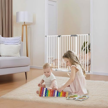 41'' Extra Tall Pet Gate for Large Dogs 54.7-63.0'' Wide Indoor No Jumping Over, Heavy Duty Puppy Baby Gate for Doorways, Pressure Mounted Metal Gate for Child Toddler (White) - size: 55-63.0'' Wide