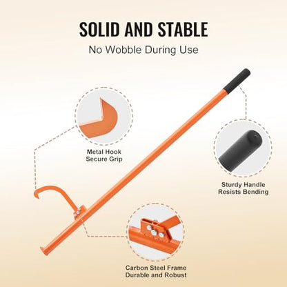VEVOR 59'' Felled Cant Hook Logging Tool, Adjustable Heavy Duty Steel Log Roller, Log Lifter Timber Jack with Rubber Grip, Forestry Logging Tools for Lifting and Handling Logs up to 32" Dia - size: Cant Hook 59''