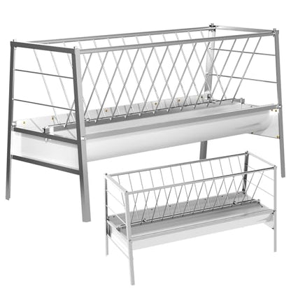 94 Gallon Goat Hay Feeder, 2-in-1 Hay & Grain Livestock Shelter Goat Feeders with Detachable Grain Tray Heavy Duty Galvanized Steel Goats Feeder, Hay Feeder for Goats Sheep Lamb Horses