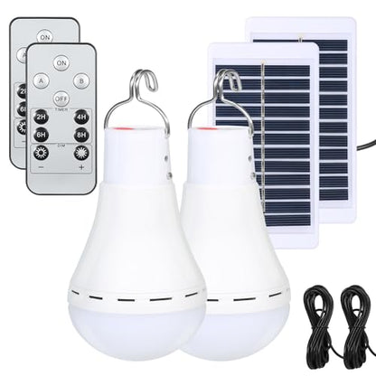Solar Chicken Coop Light with Timer, 350LM 4 Modes Automatic Timer 2/4/6/8 Hours, USB Rechargeable, Waterproof Camping Tent Hiking Hurricane Outdoor Indoor Emergency LED Light (2)
