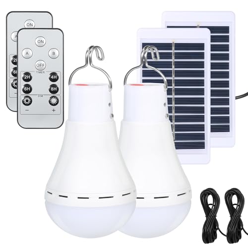 Solar Chicken Coop Light with Timer, 350LM 4 Modes Automatic Timer 2/4/6/8 Hours, USB Rechargeable, Waterproof Camping Tent Hiking Hurricane Outdoor Indoor Emergency LED Light (2)