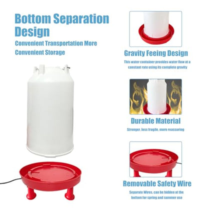 All in One Heated Chicken Waterer Heated Poultry Fountain with Leg Support Constant Temperature Heated Poultry Waterer for Winter Chicken Coop Accessories (3L)