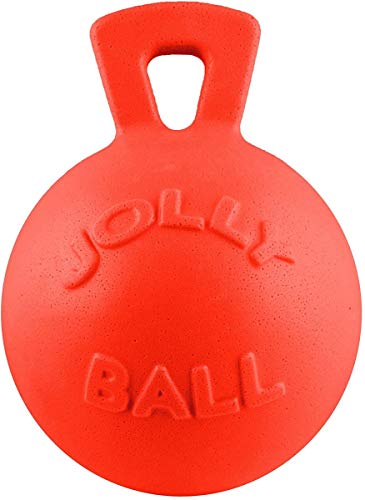 Jolly Pets Tug-n-Toss Heavy Duty Dog Toy Ball with Handle, 10 Inches/X-Large, Orange, Large Breeds - color: Orange, size: XL (10 in)
