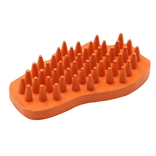 Grewal Equestrian Snuggy Clean Large Teeth Rubber Groomer Curry (Orange) - color: Orange