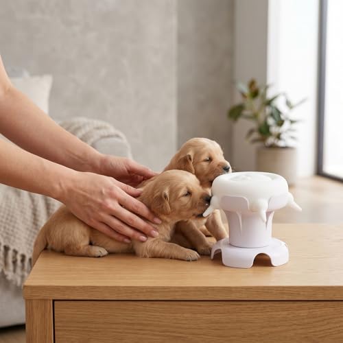 Pssopp Feeding Supplies Silicone Puppy Nursing Station Puppy Feeder Milk Bowl with 4 Nipples for Newborn Rabbits Kittens Other Animals Pet Milk Feeder Station, Pet (White) - color: White