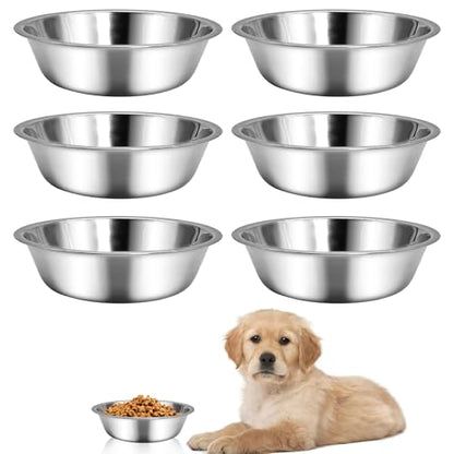 kathson 6 PCS Small Stainless Steel Dog Bowls, Replacement Metal Puppy Food Water Bowl Set Suit for Indoor Outdoor, Pet Feeding Dish for Small Animals Kitten, Dishwasher Safe (5.5 in) - size: 5.5 in dia.