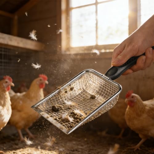 of 2 Stainless Steel Poultry Manures Scoops Ergonomic Handle for Quick Coops Maintenance Garden Shovel