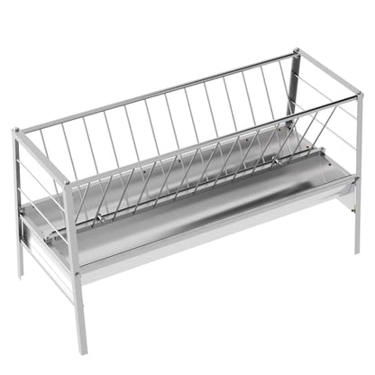 85 Gallon Stainless Steel Pasture Hay Feeder, 5 FT Livestock Feeder with Hay Rack & Feed Pan, 2 in 1 Design for Goats, Sheep, Small Farms Seeking Durable Feeding Solution