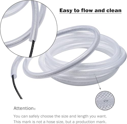DAVCO 5/8" ID × 100ft Heavy Duty Braided Clear Plastic Vinyl Tubing & Clamp | Flexible High Pressure Reinforced PVC Plastic Tube Hose, Non-toxic, BPA Free, with 2 Stainless Clamps - size: 5/8"ID, style: 100 Feet