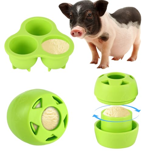 Pig Toys for Mini Pigs to Play with, Enrichment Toys for Pigs, Lick Ball Toy for Mini Pigs, Frozen Treat Molds & Slow Feeder Ball, DIY Freezable Rubber Lick Ball for Powder Slurry, Soft Food